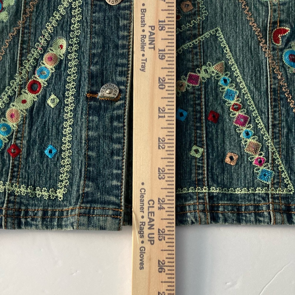 Cosmopolitan womens SZ M blue jean Floral Embroidered Jacket Vintage Beautiful - Picture 11 of 12